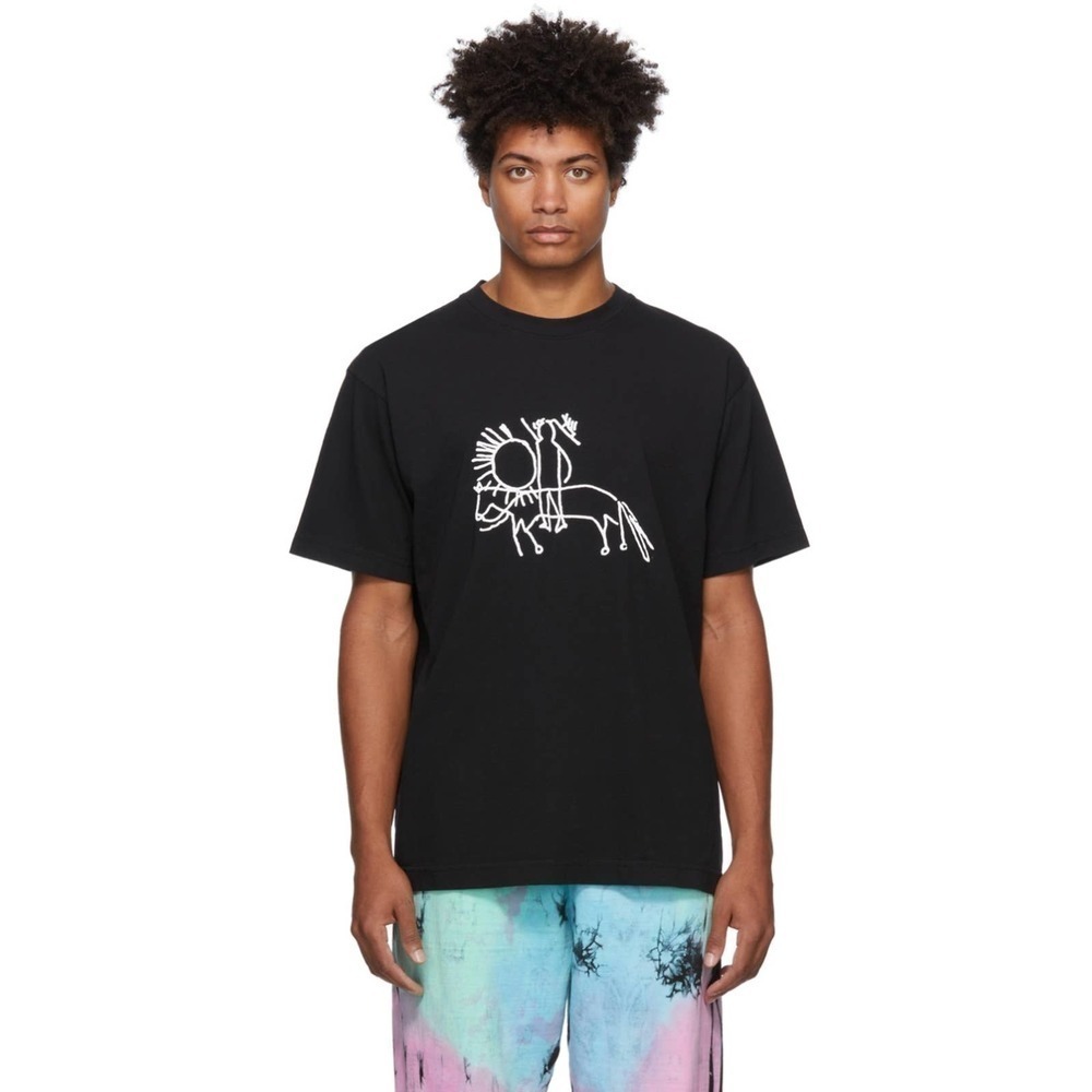 CBAAF Black Short Sleeve Come Back as a Flower Sun Horse T-Shirt Size Small
